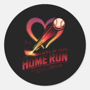 Baseball Valentine Love Is Our Home Run Apparel Classic Round Sticker