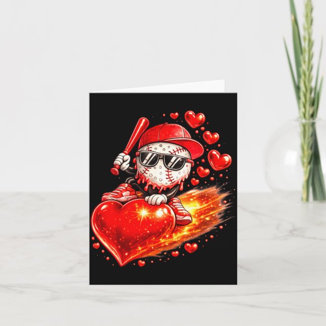 Baseball Valentines Day Drip Ice Cream Team  Card (Front)
