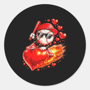 Baseball Valentines Day Drip Ice Cream Team Classic Round Sticker
