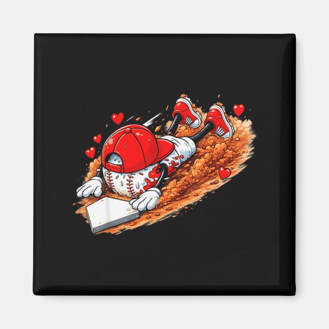 Baseball valentine's day drip ice cream team  magnet (Front)