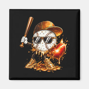 Baseball valentine's day drip ice cream team magnet
