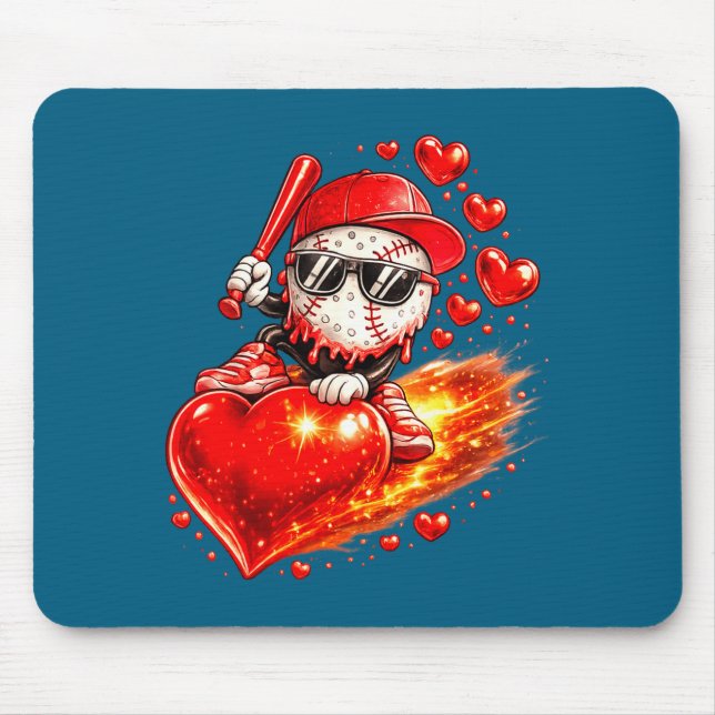 Baseball valentine's day drip ice cream team  mouse pad (Front)