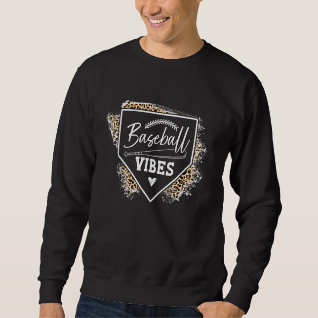 Baseball Vibes Womens Leopard Pattern Baseball Gir Sweatshirt (Front)