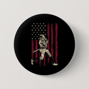 Baseball Vintage American Flag 4th Of July Tee Gif 6 Cm Round Badge