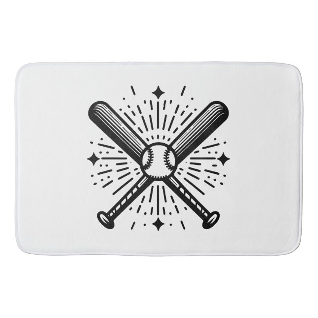 baseball vintage bath mat (Front)