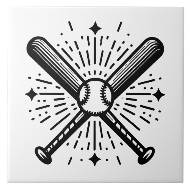 baseball vintage ceramic tile (Front)
