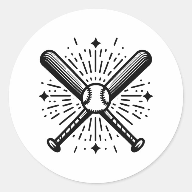 baseball vintage classic round sticker (Front)