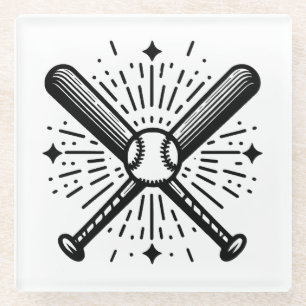 baseball vintage glass coaster