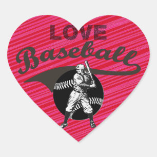 Baseball:Vintage Heart Sticker