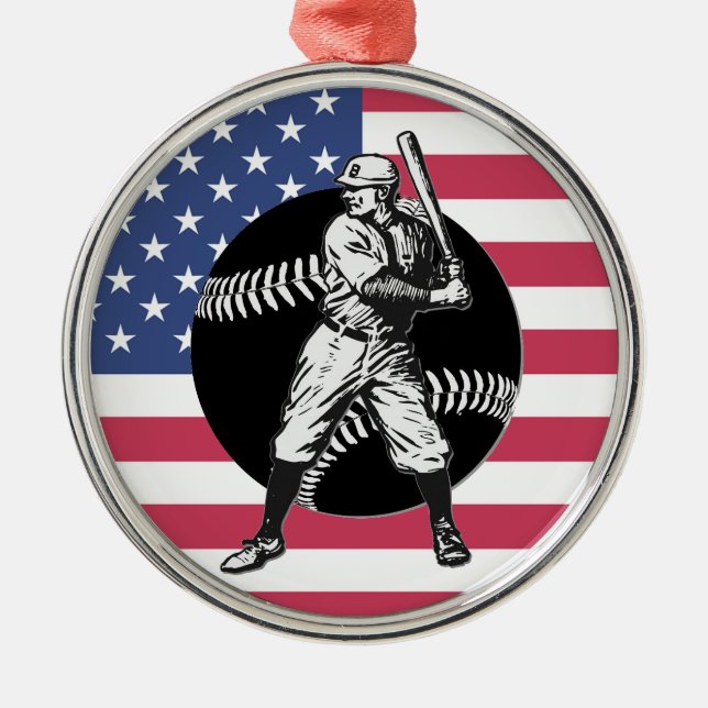 Baseball:Vintage Metal Ornament (Front)