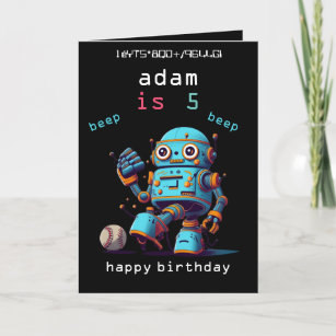 baseball vintage retro sci fi Robot Birthday Thank You Card