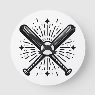 baseball vintage round clock