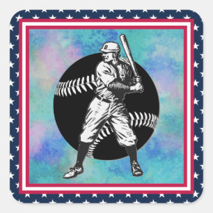 Baseball:Vintage Square Sticker