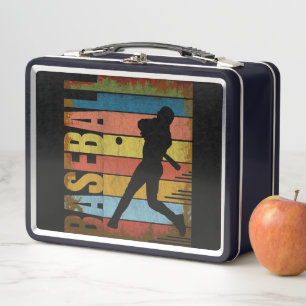 BASEBALL VINTAGE STYLE METAL LUNCH BOX