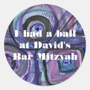 BASEBALL WATERCOLOR Bar Mitzvah Invitation Classic Round Sticker
