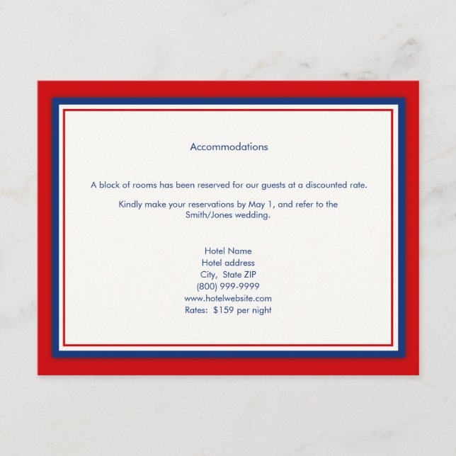 Baseball Wedding Accommodation Cards (Front)