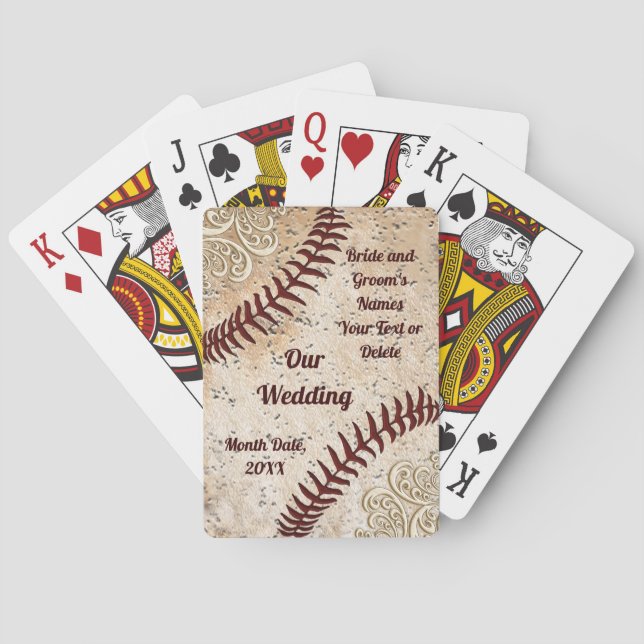 Baseball Wedding Gifts or Baseball Wedding Favours Playing Cards (Back)