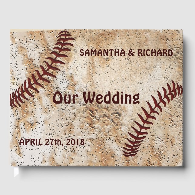 Baseball Wedding Guest Book, Personalised Guest Book (Front)