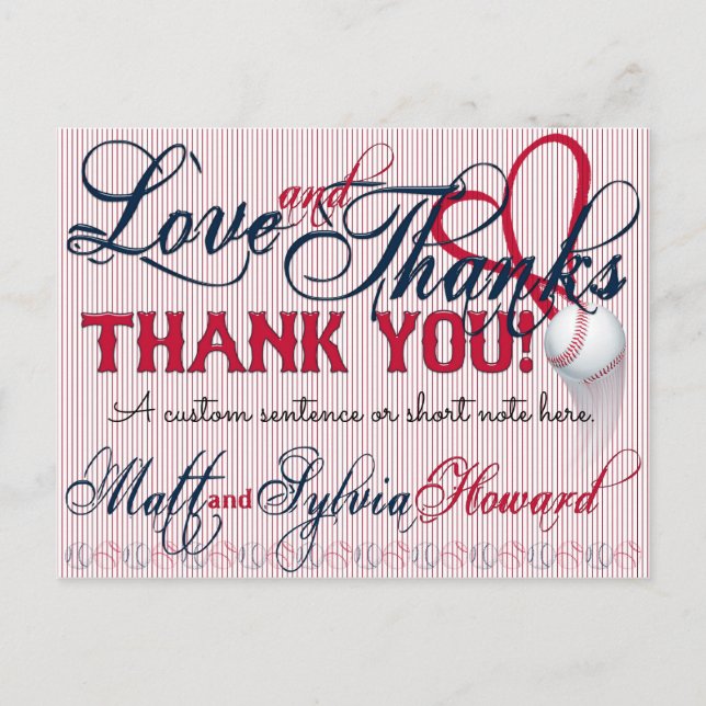 Baseball Wedding Thank You Card 1b-HOWARD Wedding (Front)