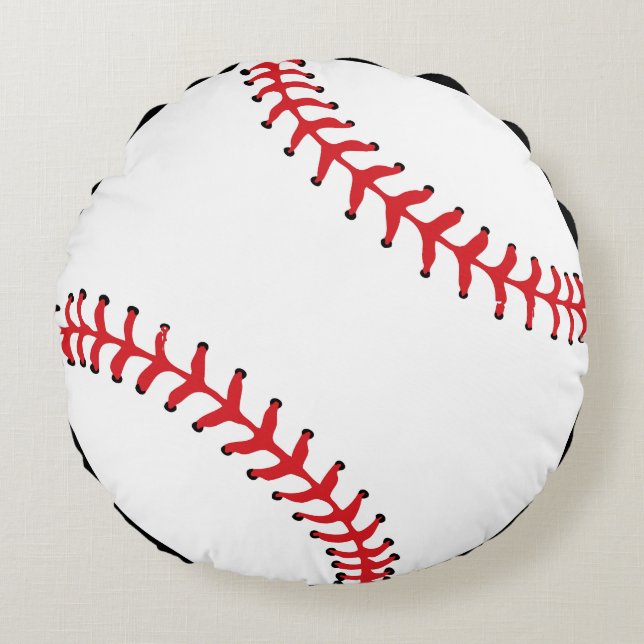 Baseball white and red round cushion (Front)