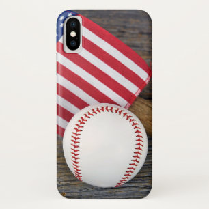 baseball with American flag iPhone X Case