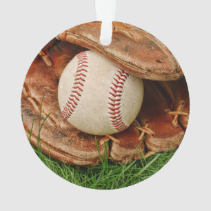 Baseball with an Old Mitt Ornament