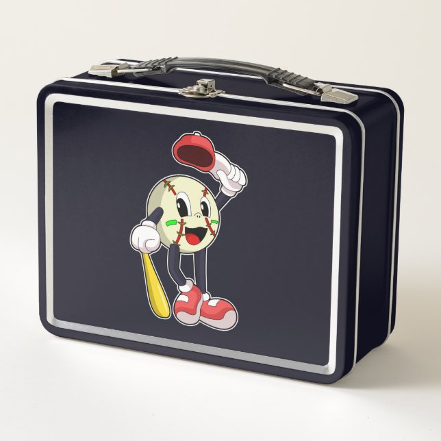 Baseball with Baseball bat Metal Lunch Box (Front)
