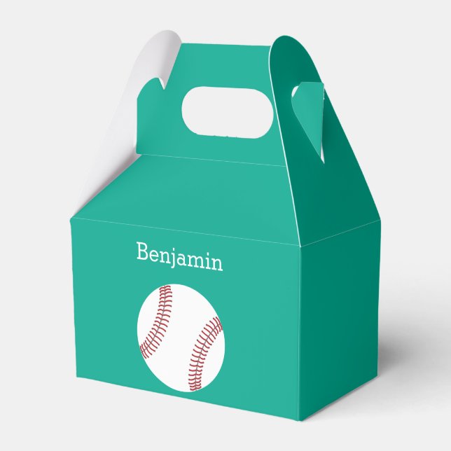 Baseball with Custom Name - Emerald Favour Box (Front Side)