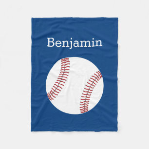Baseball with Custom Name - Royal Blue Fleece Blanket