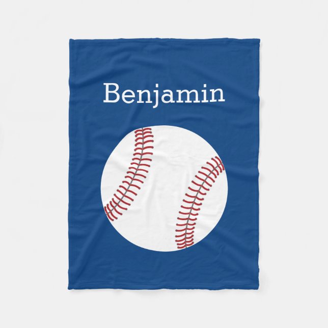 Baseball with Custom Name - Royal Blue Fleece Blanket (Front)