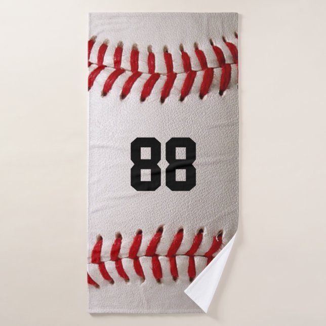 Baseball with Customisable Number Bath Towel (Bath Towel)