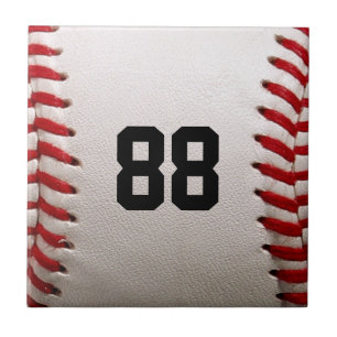 Baseball with Customisable Number Ceramic Tile
