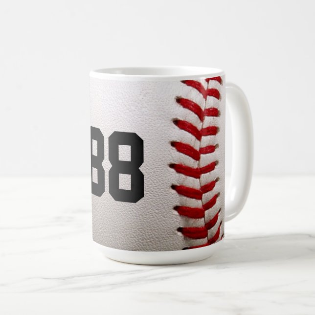 Baseball with Customisable Number Coffee Mug (Front Right)