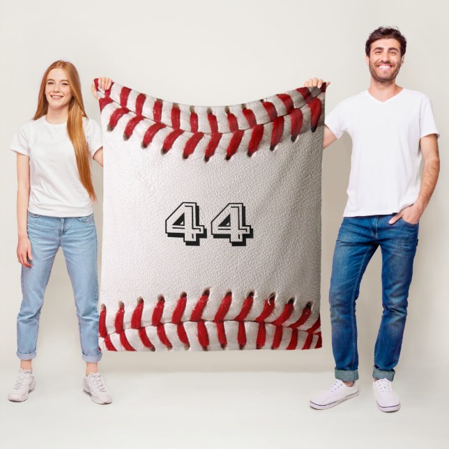 Baseball with Customisable Number Fleece Blanket (In Situ)