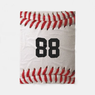Baseball with Customisable Number Fleece Blanket
