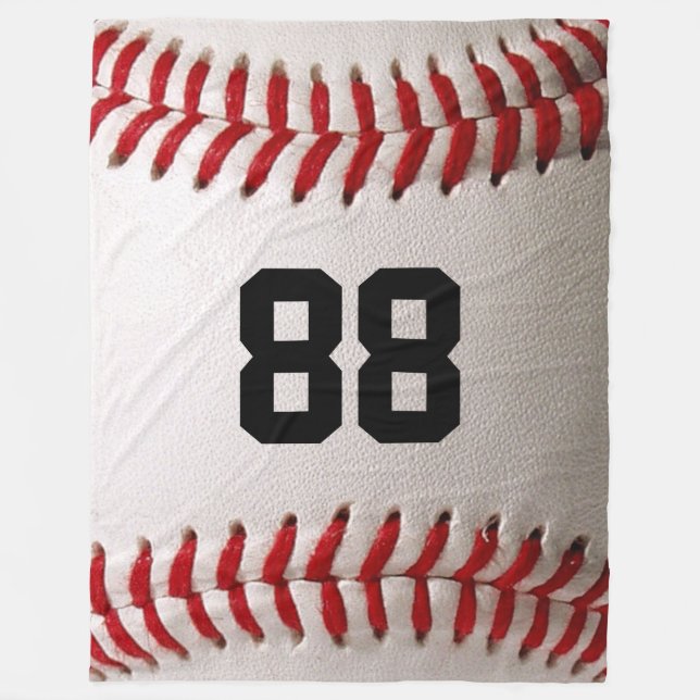 Baseball with Customisable Number Fleece Blanket (Front)