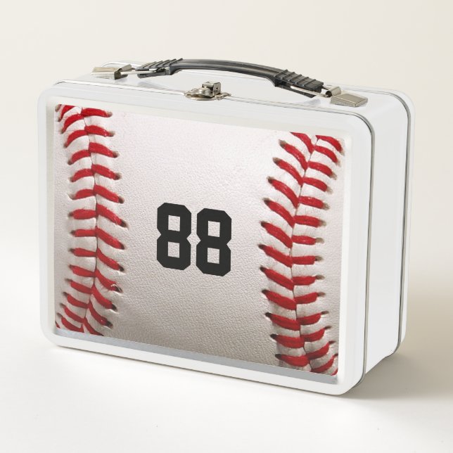 Baseball with Customisable Number Metal Lunch Box (Front)
