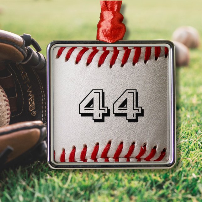 Baseball with Customisable Number Metal Ornament (Creator Uploaded)