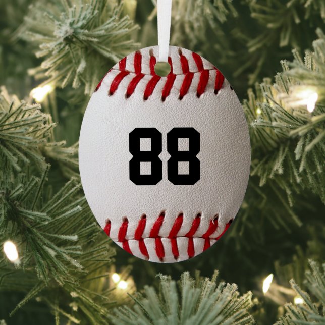 Baseball with Customisable Number Metal Tree Decoration (Insitu)