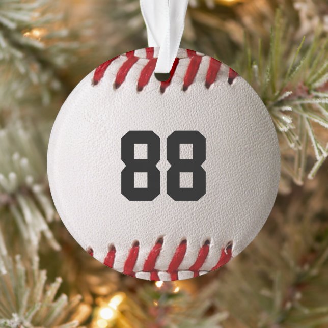 Baseball with Customisable Number Ornament (Tree)