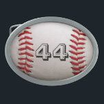 Baseball with Customisable Number Oval Belt Buckle<br><div class="desc">A macro photograph of a brand new Baseball with red stitching. Perfect gift for the baseball or softball sports fan.</div>