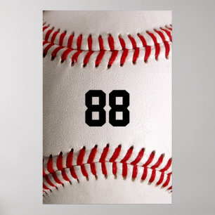 Baseball with Customisable Number Poster