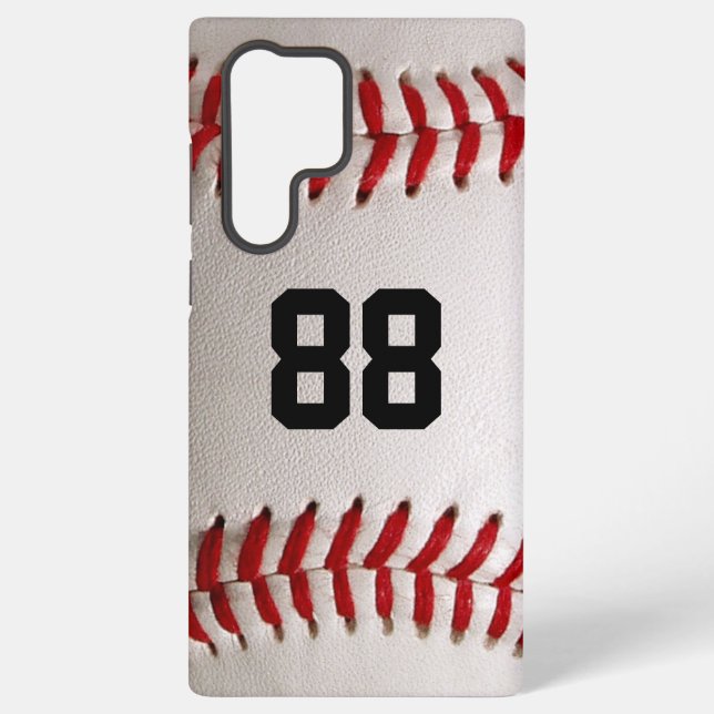 Baseball with Customisable Number Samsung Galaxy S22 Ultra Case (Back)