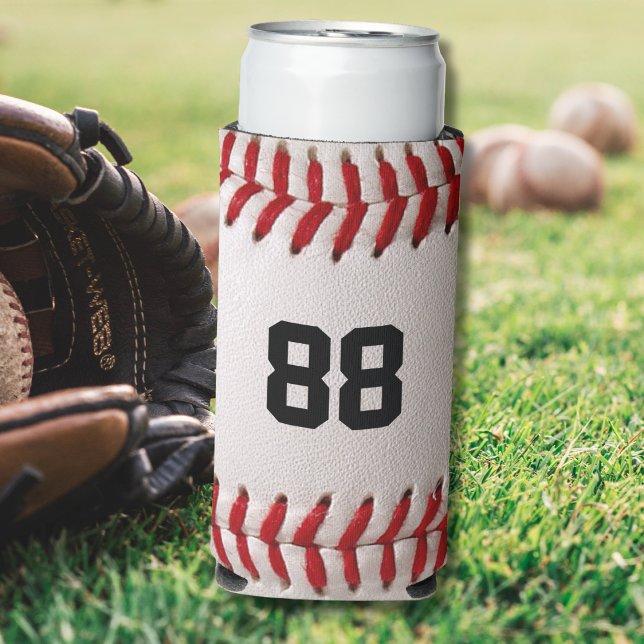 Baseball with Customisable Number Seltzer Can Cooler (Creator Uploaded)
