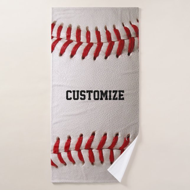 Baseball with Customisable Text Bath Towel (Bath Towel)