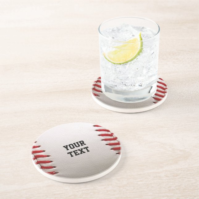 Baseball with Customisable Text Coaster (Side)