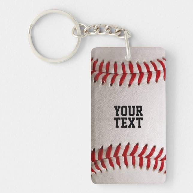 Baseball with Customisable Text Key Ring (Front)