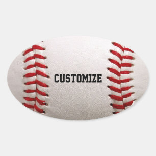 Baseball with Customisable Text Oval Sticker