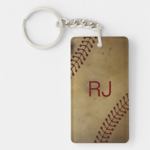 Baseball with Monogram Key Ring