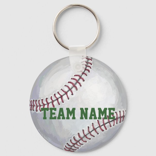 Baseball with Name and Number Key Ring (Front)